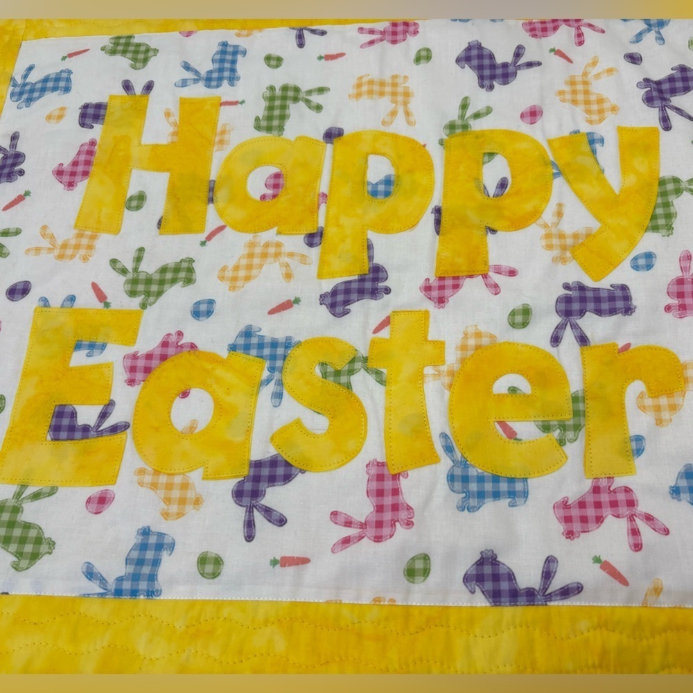 Handmade Colorful “Happy Easter” Quilted Rectangular Banner - Picture 3 of 8